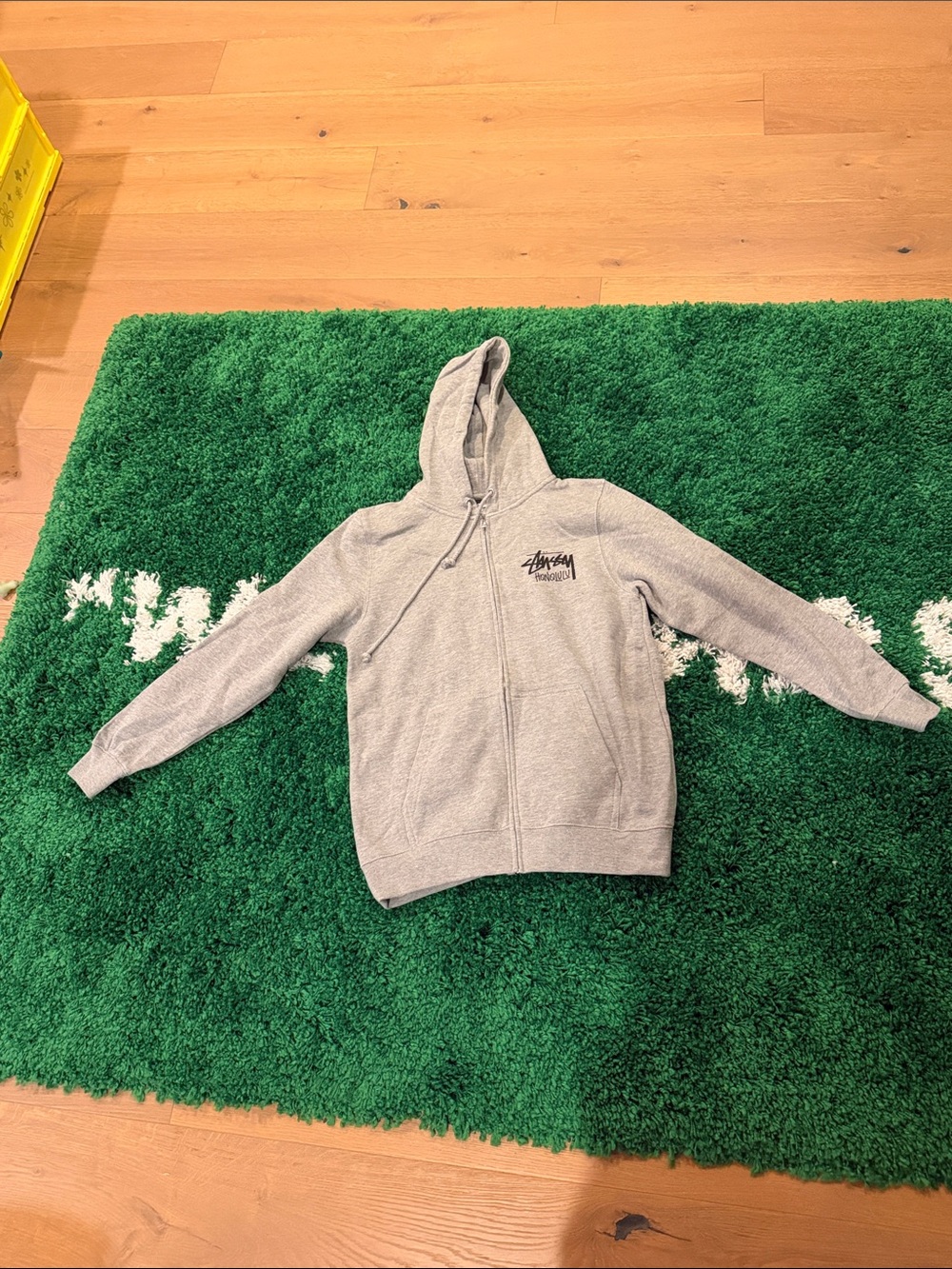 NWT Stussy Heather Gray Full-Zip Hoodie with Black Logo Size Medium